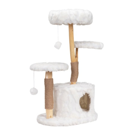 Luxury Indoor Cat Tree | Natural Wood Cat Tower