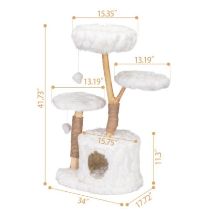 Luxury Indoor Cat Tree | Natural Wood Cat Tower
